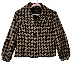 Vintage 90s Chadwick's Collection Brown‎ Tan Houndstooth Jacket 14P Preppy